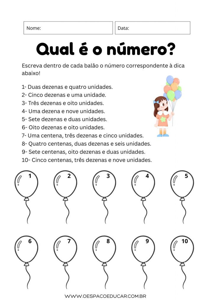 Matemática Ordem e Classe dos Números Preto e Branco