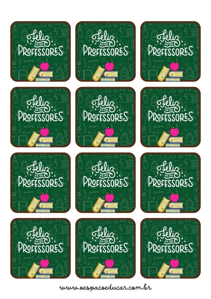 A4 etiqueta adesiva feliz dia dos professores moderno verde e rosa