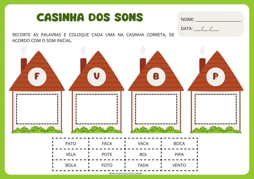 Folha de Atividades Letras e Fonemas Ilustrativo Colorido