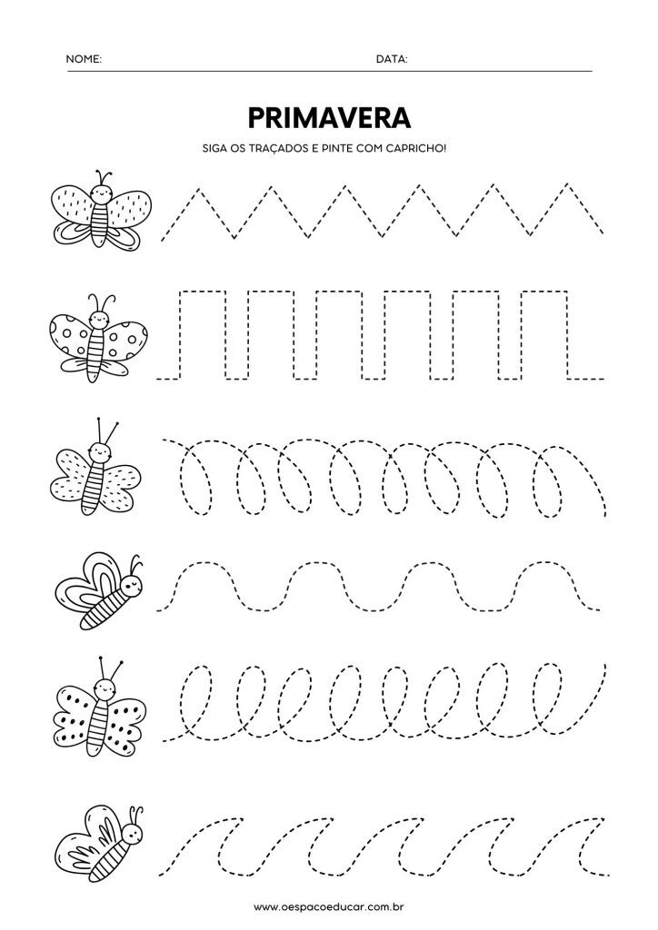 Monochromatic Minimalist Style Spring Tracing Worksheet Document