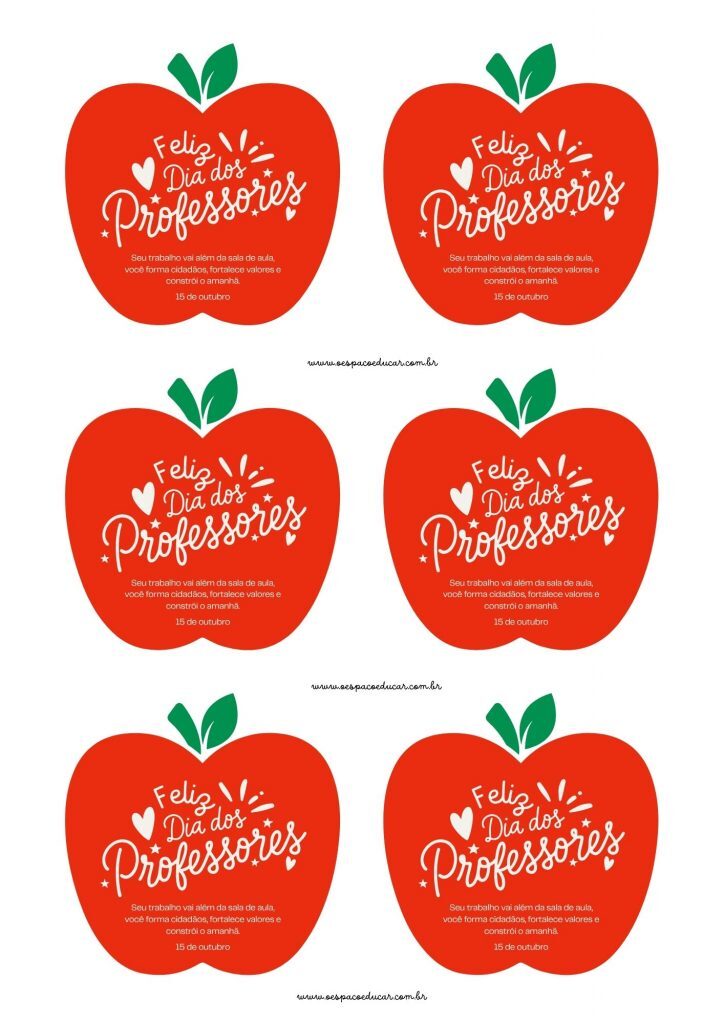 Vermelho Simples Tag Homenagem Feliz Dia dos Professores A4