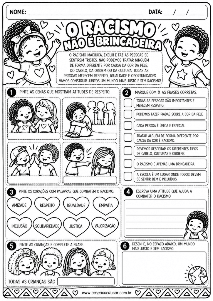 Atividade Infantil Contra o Racismo