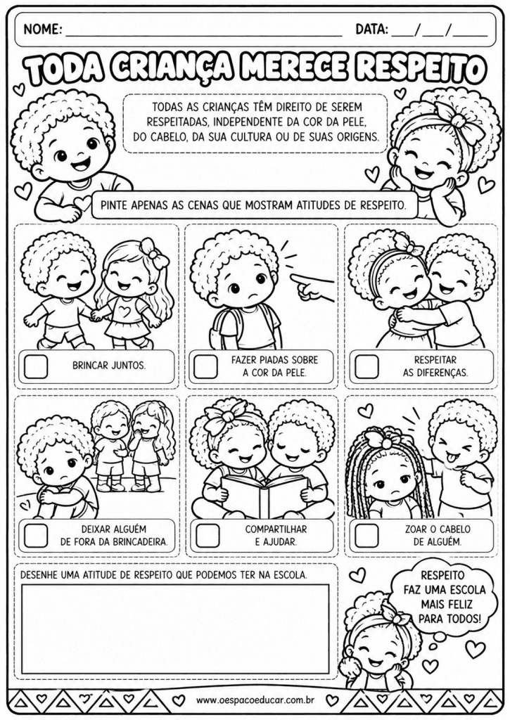 Atividade Infantil Respeito para Todos