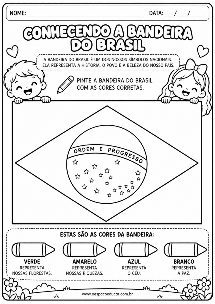 Atividade para Colorir a Bandeira do Brasil