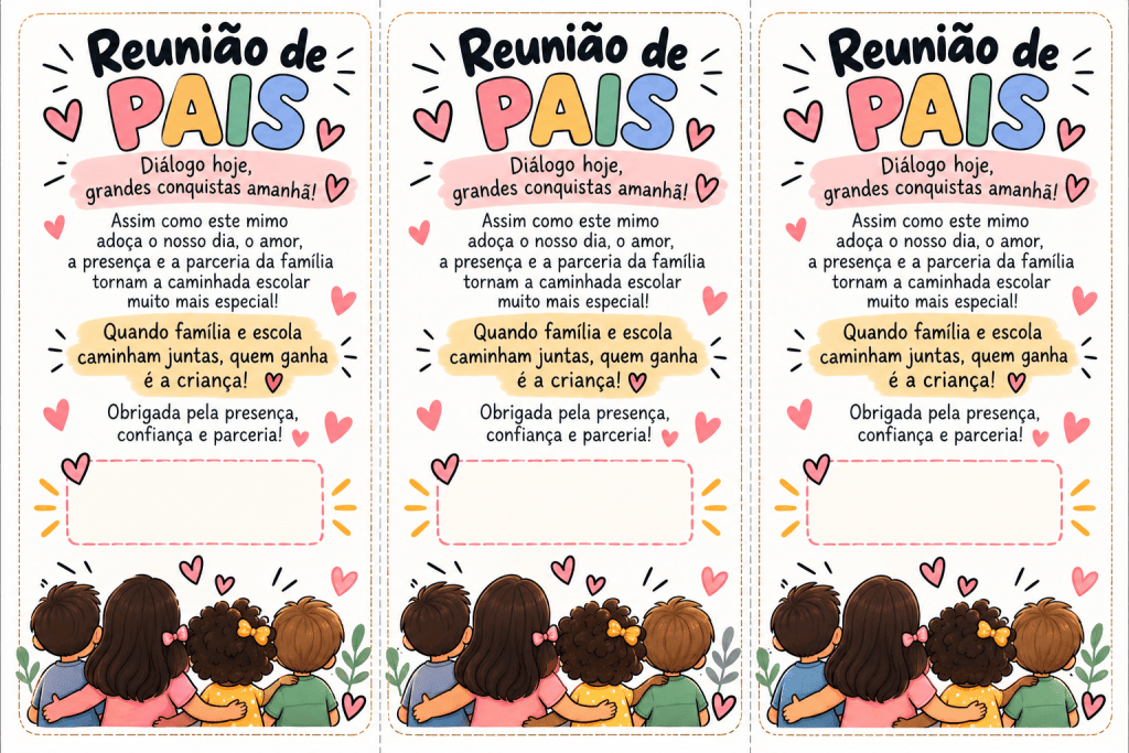 Cartões Pastel para Reunião de Pais