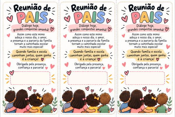 Cartão para reunião de pais!