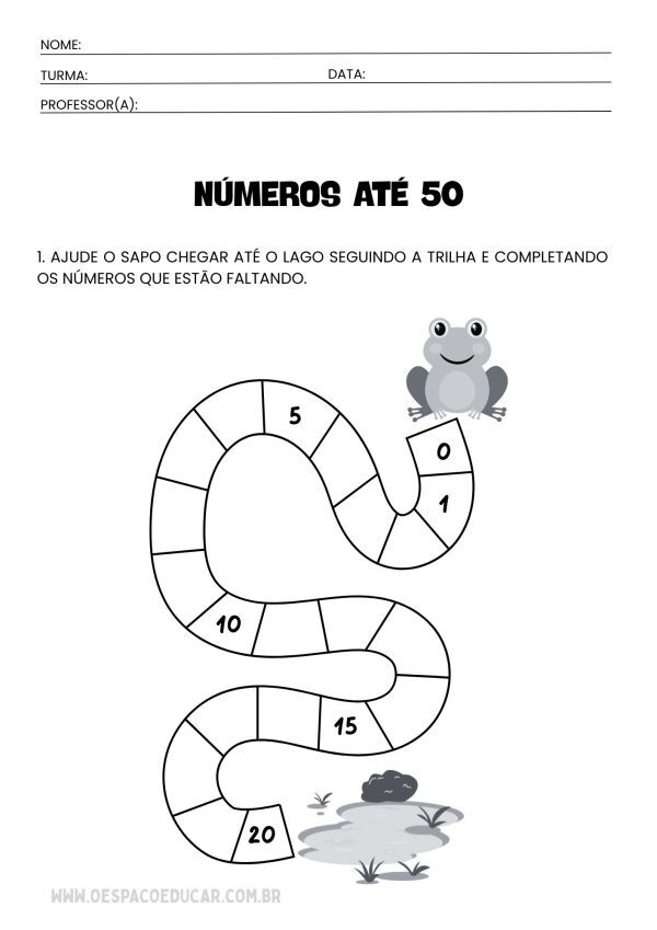 Salto para a Matemática: Atividades do Sapinho até ao 50!