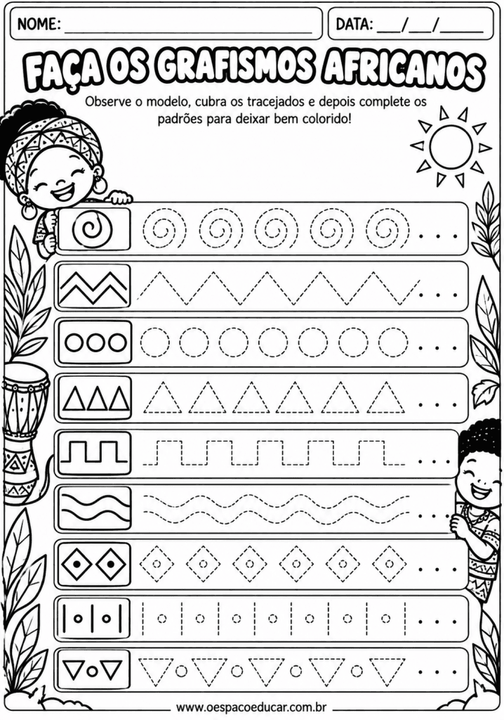 Grafismos Africanos para Traçar e Colorir