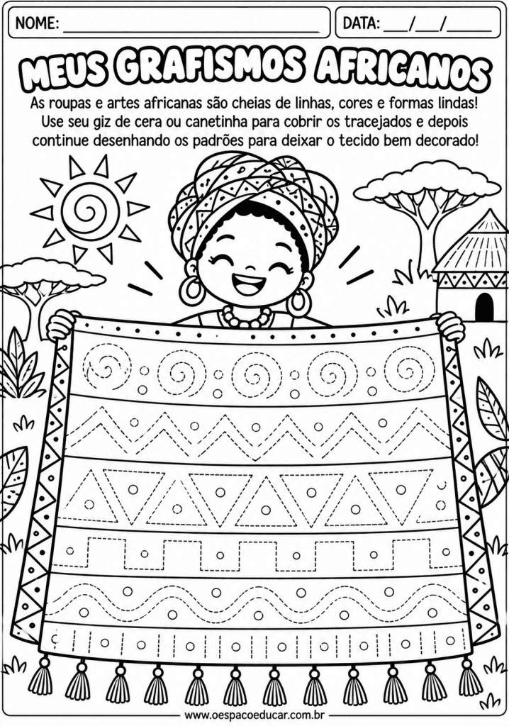 Grafismos Africanos para Traçar e Colorir