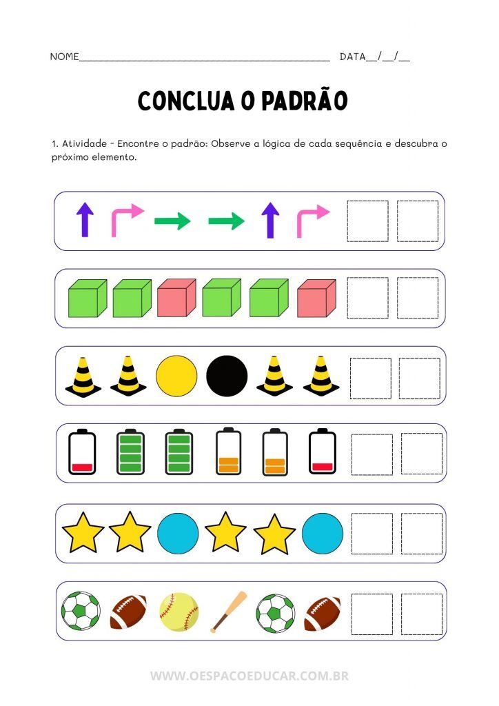 Desenvolvendo o Raciocínio Lógico: Atividades de Padrões e Sequências!
